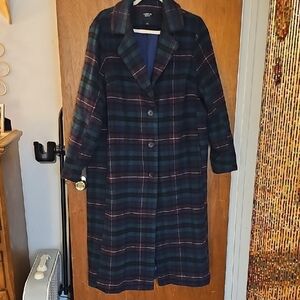Torrid Navy and Burgundy Plaid Trench Coat